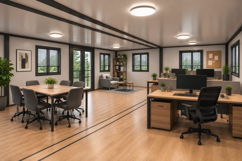 Ilustračné zobrazenie: Small 28 Office – príklad kancelárie s rokovacím stolom